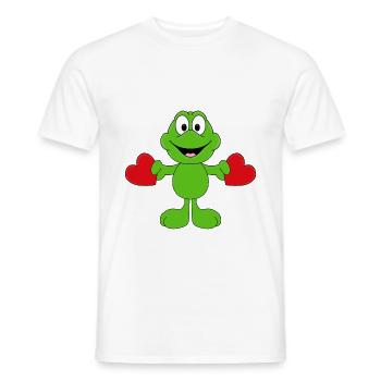 LIEBE - LOVE - HERZEN - VERLIEBT - FROSCH - TIER - Männer T-Shirt - Weiß - Vorne - AI Model Male 178 dark (178cm)