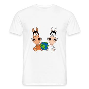 PFERDE - PONYS - ERDE - WELT - PLANET - TIERE - Männer T-Shirt - Weiß - Vorne - AI Model Male 178 dark (178cm)