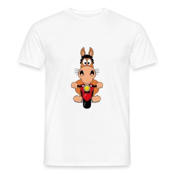 MOTORRAD - BIKER - PONY - PFERD - TIER - TIERISCH - Männer T-Shirt - Weiß - Vorne - AI Model Male 178 dark (178cm)