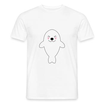 SEEHUND - HEULER - ROBBE - MEER - TIER - BABY - Männer T-Shirt - Weiß - Vorne - AI Model Male 178 dark (178cm)