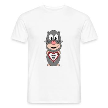 MAULWURF - I LOVE YOU - HERZ - LIEBE - LOVE - TIER - Männer T-Shirt - Weiß - Vorne - AI Model Male 178 dark (178cm)