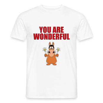PFERD - PONY - WUNDERKERZEN - YOU ARE WONDERFUL - Männer T-Shirt - Weiß - Vorne - AI Model Male 178 dark (178cm)