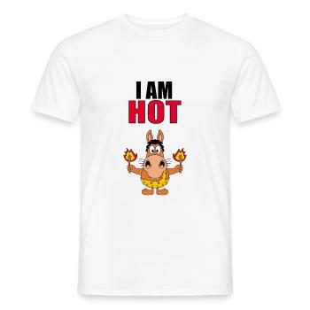 PFERD - PONY - FEUER - I AM HOT - TIERISCH - Männer T-Shirt - Weiß - Vorne - AI Model Male 178 dark (178cm)