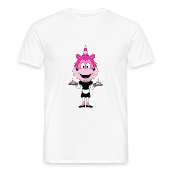 EINHORN - KELLNERIN - GASTRONOMIE - KAFFEE - TEE - Männer T-Shirt - Weiß - Vorne - AI Model Male 178 dark (178cm)