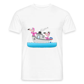 FLAMINGOS - BOOT - SCHIFF - LIEBE - SEEFAHRER - Männer T-Shirt - Weiß - Vorne - AI Model Male 178 dark (178cm)