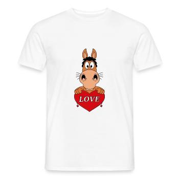 PFERD - PONY - HERZ - LIEBE - LOVE - VERLIEBT - Männer T-Shirt - Weiß - Vorne - AI Model Male 178 dark (178cm)