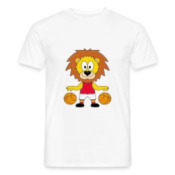 LÖWE - BASKETBALL - SPORT - TIER - TIERISCH - Männer T-Shirt - Weiß - Vorne - AI Model Male 178 dark (178cm)