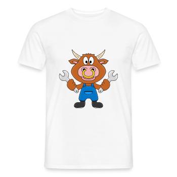 HANDWERKER - KLEMPNER - KFZ-MECHANIKER - BULLE - Männer T-Shirt - Weiß - Vorne - AI Model Male 178 dark (178cm)