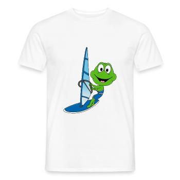 FROSCH - WINDSURFER - WINDSURFEN - SURFEN - SPORT - Männer T-Shirt - Weiß - Vorne - AI Model Male 178 dark (178cm)