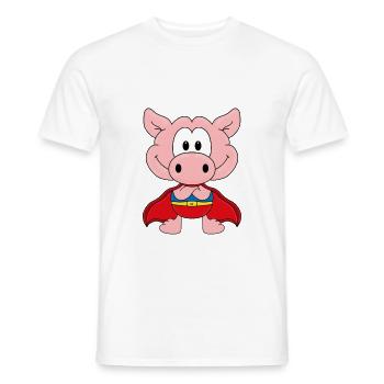 SUPERHELD - SCHWEIN - SAU - TIERISCH - KIND - BABY - Männer T-Shirt - Weiß - Vorne - AI Model Male 178 dark (178cm)