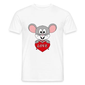 MAUS - HERZ - LIEBE - TIERISCH - VERLIEBT - TIER - Männer T-Shirt - Weiß - Vorne - AI Model Male 178 dark (178cm)