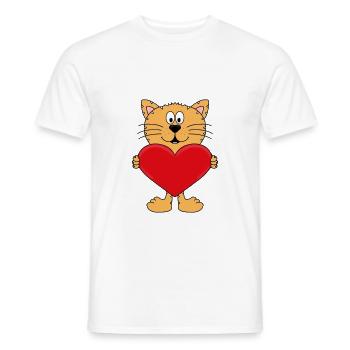 KATZE - HERZ - LIEBE - TIERLIEB - TIERISCH - LOVE - Männer T-Shirt - Weiß - Vorne - AI Model Male 178 dark (178cm)