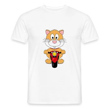 MOTORRAD - HAMSTER - BIKER - MOTORSPORT - TIER - Männer T-Shirt - Weiß - Vorne - AI Model Male 178 dark (178cm)