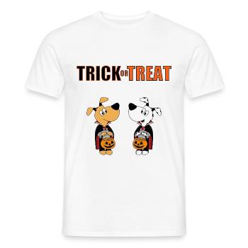 TRICK OR TREAT - HALLOWEEN - HUNDE - HUND - LIEBE - Männer T-Shirt - Weiß - Vorne - AI Model Male 178 dark (178cm)