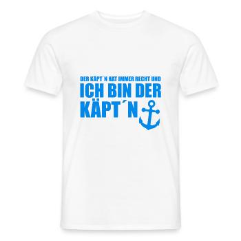 DER KÄPT´N HAT IMMER RECHT - KAPITÄN - BOOT - MEER - Männer T-Shirt - Weiß - Vorne - AI Model Male 178 dark (178cm)