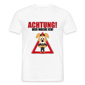 ACHTUNG! HIER WACHE ICH! - WACHHUND - HUND - Männer T-Shirt - Weiß - Vorne - AI Model Male 178 dark (178cm)