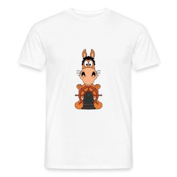 PFERD - PONY - KAPITÄN - BOOT - SCHIFF - MEER - Männer T-Shirt - Weiß - Vorne - AI Model Male 178 dark (178cm)