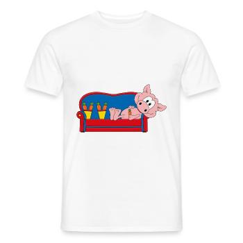 SCHWEIN - SOFA - WOCHENENDE - URLAUB - FERIEN - Männer T-Shirt - Weiß - Vorne - AI Model Male 178 dark (178cm)