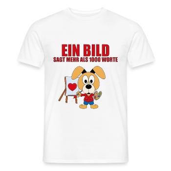 HUND - MALER - KÜNSTLER - LIEBE - EIN BILD SAGT... - Männer T-Shirt - Weiß - Vorne - AI Model Male 178 dark (178cm)