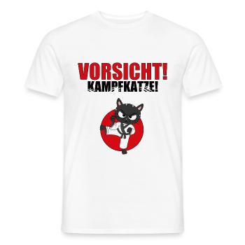 VORSICHT! KAMPFKATZE! - KARATE - JUDO - JAPAN - Männer T-Shirt - Weiß - Vorne - AI Model Male 178 dark (178cm)