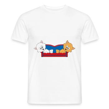 KATZEN - SOFA - CHILLEN - RELAXEN - KATZE - LIEBE - Männer T-Shirt - Weiß - Vorne - AI Model Male 178 dark (178cm)