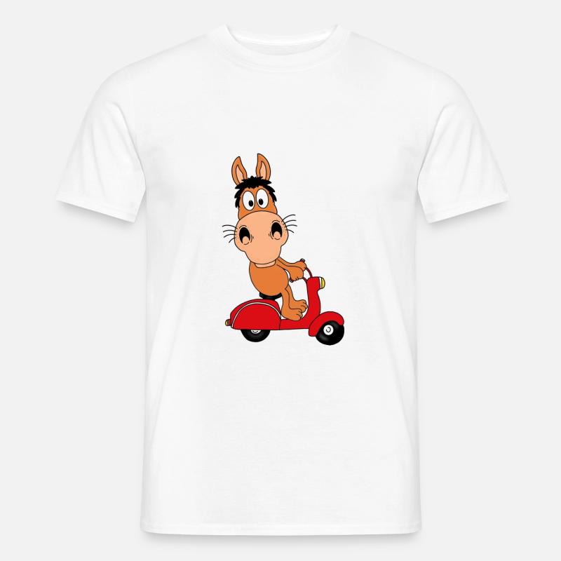 PFERD - PONY - ROLLER - TIER - TIERISCH - Männer T-Shirt - Weiß