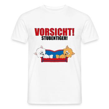 VORSICHT! STUBENTIGER! - KATZEN - SOFA - HAUSKATZE - Männer T-Shirt - Weiß - Vorne - AI Model Male 178 dark (178cm)