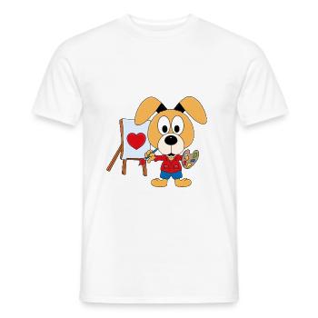 HUND - MALER - KÜNSTLER - KUNST - LIEBE - TIER - Männer T-Shirt - Weiß - Vorne - AI Model Male 178 dark (178cm)