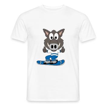 WILDSCHWEIN - SNOWBOARD - PISTENSAU - SPORT - Männer T-Shirt - Weiß - Vorne - AI Model Male 178 dark (178cm)