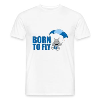 BORN TO FLY - FALLSCHIRMSPRINGER - NILPFERD - Männer T-Shirt - Weiß - Vorne - AI Model Male 178 dark (178cm)