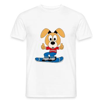 HUND - WINTERSPORT - SNOWBOARD - TIERISCH - Männer T-Shirt - Weiß - Vorne - AI Model Male 178 dark (178cm)