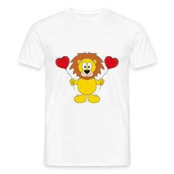 LÖWE - LIEBE - LOVE - TIERISCH - VERLIEBT - Männer T-Shirt - Weiß - Vorne - AI Model Male 178 dark (178cm)