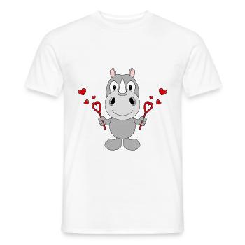 SEIFENBLASEN - LIEBE - NASHORN - TIER - Männer T-Shirt - Weiß - Vorne - AI Model Male 178 dark (178cm)