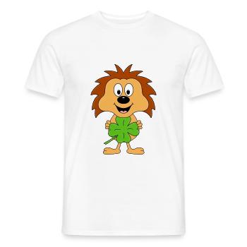 KLEEBLATT - GLÜCKSBRINGER - IGEL - TIER - Männer T-Shirt - Weiß - Vorne - AI Model Male 178 dark (178cm)