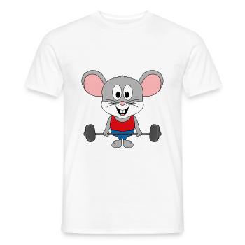 MAUS - FITNESS - SPORT - TIERISCH - FIT - Männer T-Shirt - Weiß - Vorne - AI Model Male 178 dark (178cm)