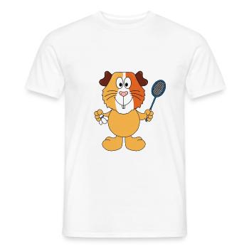 MEERSCHWEINCHEN - FEDERBALL - BADMINTON - SPORT - Männer T-Shirt - Weiß - Vorne - AI Model Male 178 dark (178cm)