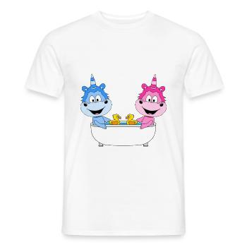 EINHÖRNER - BADEWANNE - LIEBE - LOVE - Männer T-Shirt - Weiß - Vorne - AI Model Male 178 dark (178cm)