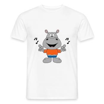 NILPFERD - FLUSSPFERD - HIPPO - MUSIK - TIER - Männer T-Shirt - Weiß - Vorne - AI Model Male 178 dark (178cm)
