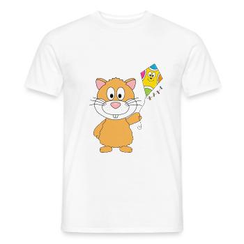 HAMSTER - DRACHE - KITE - DRACHENSTEIGEN - HERBST - Männer T-Shirt - Weiß - Vorne - AI Model Male 178 dark (178cm)
