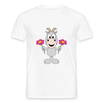 ZIEGE - BLUMEN - TIER - TIERISCH - LIEBE - LOVE - Männer T-Shirt - Weiß - Vorne - AI Model Male 178 dark (178cm)