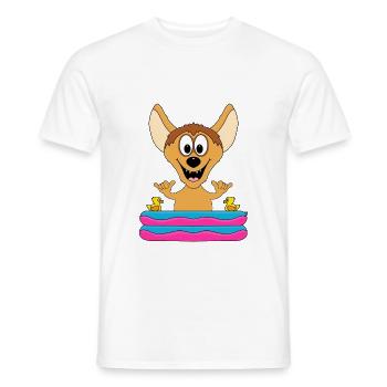 HYÄNE - POOL - PLANSCHBECKEN - TIERISCH - SHAKA - Männer T-Shirt - Weiß - Vorne - AI Model Male 178 dark (178cm)
