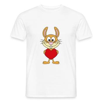 HASE - HERZ - LIEBE - LOVE - TIERISCH - VERLIEBT - Männer T-Shirt - Weiß - Vorne - AI Model Male 178 dark (178cm)