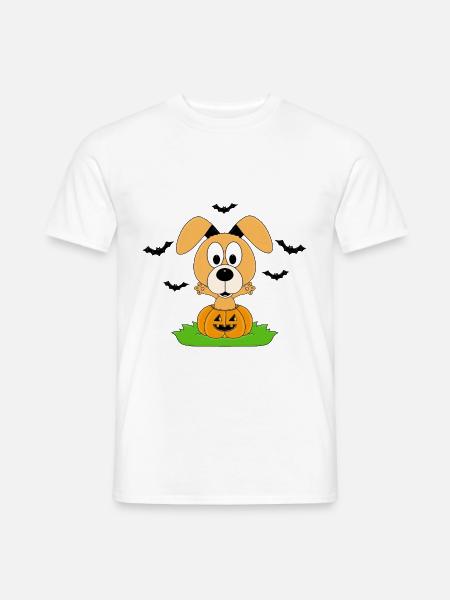 HUND - HALLOWEEN - KÜRBIS - FLEDERMÄUSE - Männer T-Shirt - Weiß