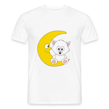 KATZE - KATER - MOND - TIER - KIND - BABY - Männer T-Shirt - Weiß - Vorne - AI Model Male 178 dark (178cm)