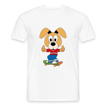 HUND - SKATEBOARD - SPORT - TIER - KIND - BABY - Männer T-Shirt - Weiß - Vorne - AI Model Male 178 dark (178cm)