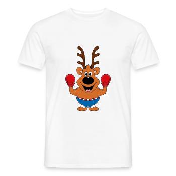 REH - BOXER - TIER - BOXEN - KAMPFSPORT - SPORT - Männer T-Shirt - Weiß - Vorne - AI Model Male 178 dark (178cm)