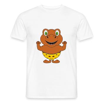 DINO - DINOSAURIER - T-REX - MUSKELN - FITNESS - Männer T-Shirt - Weiß - Vorne - AI Model Male 178 dark (178cm)