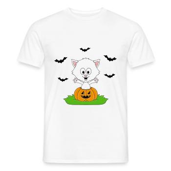 HALLOWEEN - KATZE - KÜRBIS - FLEDERMÄUSE - BABY - Männer T-Shirt - Weiß - Vorne - AI Model Male 178 dark (178cm)