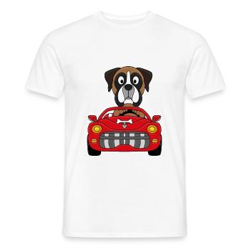 BOXER - HUND - AUTO - TIER - KIND - BABY - Männer T-Shirt - Weiß - Vorne - AI Model Male 178 dark (178cm)