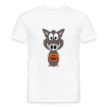 HALLOWEEN - KÜRBIS - WILDSCHWEIN - TIER - KIND - Männer T-Shirt - Weiß - Vorne - AI Model Male 178 dark (178cm)